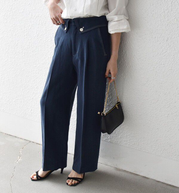 SHIPS any「SHIPS any:〈洗濯機可能〉カルゼ ターンバック ハイウエスト テーパード パンツ」|その他|