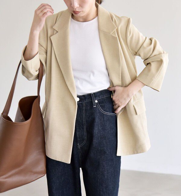 quaranciel「quaranciel:〈手洗い可能〉リングベルト ライト テーラード ジャケット」|テーラードジャケット|