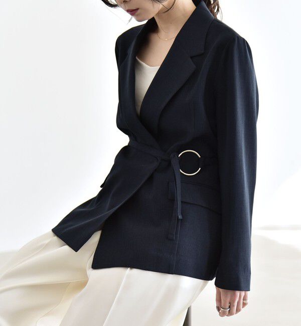 quaranciel「quaranciel:〈手洗い可能〉リングベルト ライト テーラード ジャケット」|テーラードジャケット|ネイビー