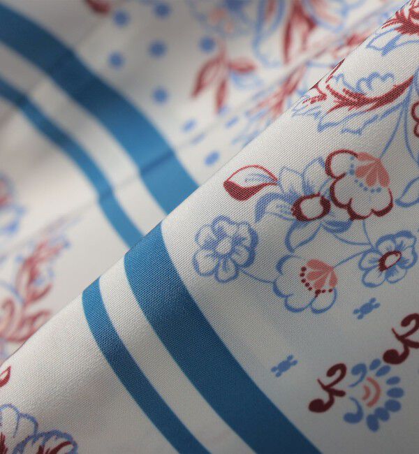 quaranciel「quaranciel:〈洗濯機可能〉フラワー スカーフ プリント ギャザー パフ ブラウス」|シャツ・ブラウス|