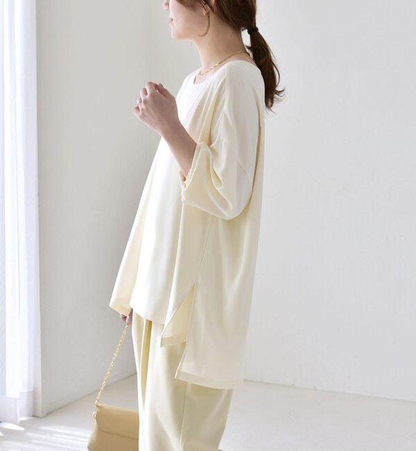 quaranciel「《予約》quaranciel:〈洗濯機可能〉ジョーゼット ニュアンス  T-ブラウス」|シャツ・ブラウス|