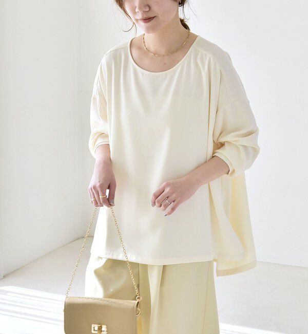 quaranciel「《予約》quaranciel:〈洗濯機可能〉ジョーゼット ニュアンス  T-ブラウス」|シャツ・ブラウス|