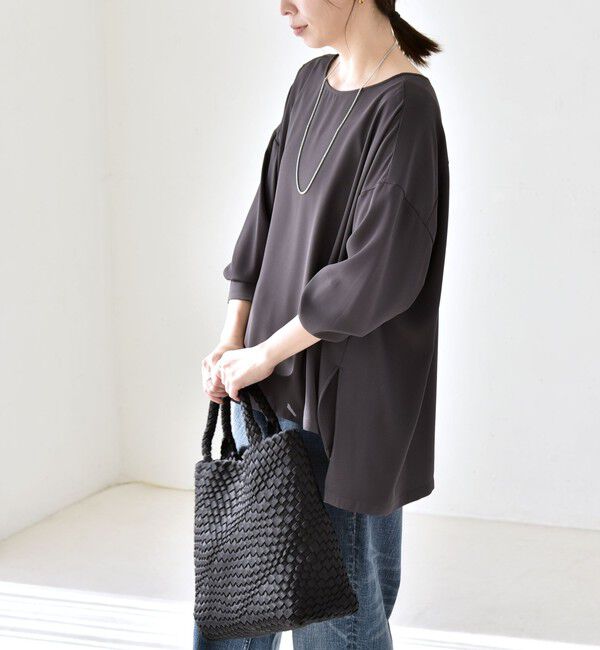 quaranciel「《予約》quaranciel:〈洗濯機可能〉ジョーゼット ニュアンス  T-ブラウス」|シャツ・ブラウス|