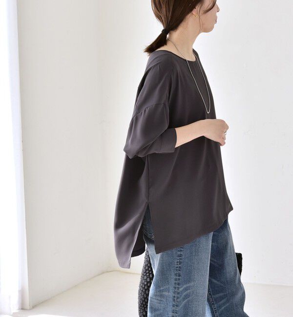 quaranciel「《予約》quaranciel:〈洗濯機可能〉ジョーゼット ニュアンス  T-ブラウス」|シャツ・ブラウス|