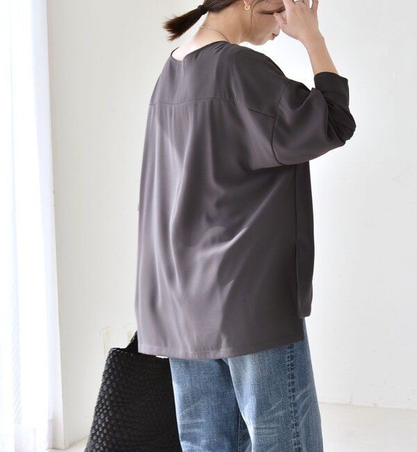 quaranciel「《予約》quaranciel:〈洗濯機可能〉ジョーゼット ニュアンス  T-ブラウス」|シャツ・ブラウス|