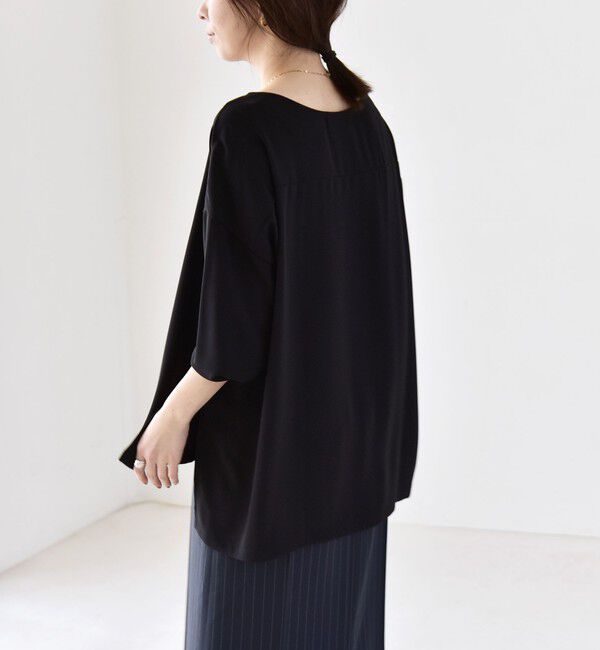 quaranciel「《予約》quaranciel:〈洗濯機可能〉ジョーゼット ニュアンス  T-ブラウス」|シャツ・ブラウス|