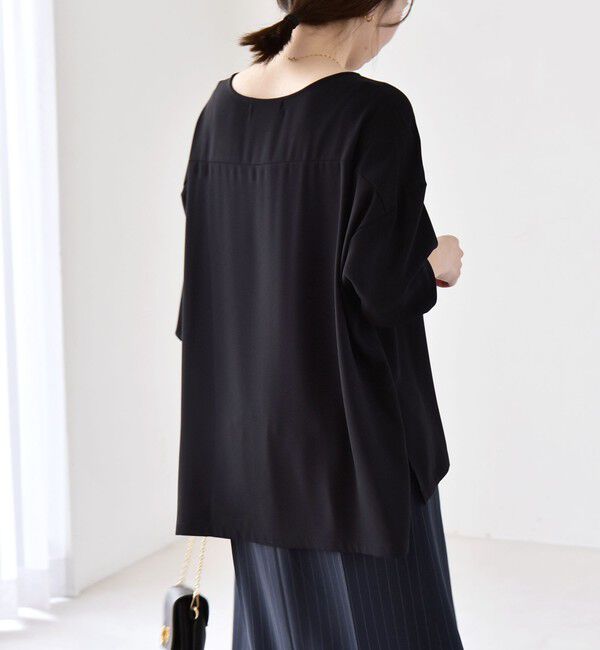 quaranciel「《予約》quaranciel:〈洗濯機可能〉ジョーゼット ニュアンス  T-ブラウス」|シャツ・ブラウス|