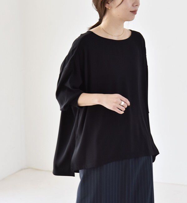 quaranciel「《予約》quaranciel:〈洗濯機可能〉ジョーゼット ニュアンス  T-ブラウス」|シャツ・ブラウス|