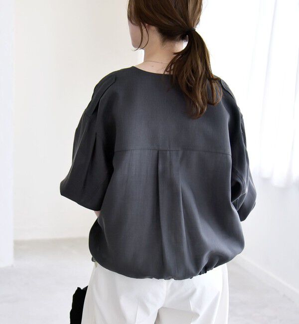 quaranciel「《予約》quaranciel:〈手洗い可能〉リネン ミックス ノーカラー ドロスト ブルゾン」|ブルゾン・スタジャン|