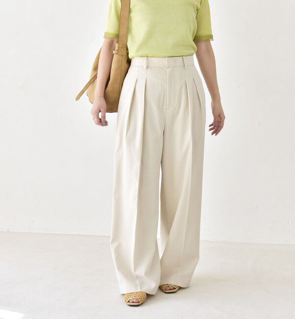 quaranciel「《予約》quaranciel:〈洗濯機可能〉CALCULO(R)使用 イージー タック ワイド パンツ」|その他|ナチュラル