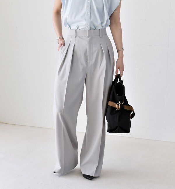 quaranciel「《予約》quaranciel:〈洗濯機可能〉CALCULO(R)使用 イージー タック ワイド パンツ」|その他|