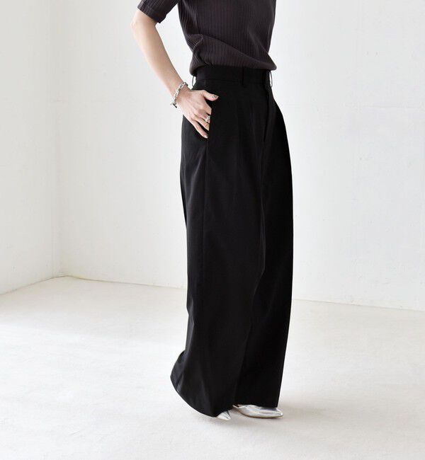quaranciel「《予約》quaranciel:〈洗濯機可能〉CALCULO(R)使用 イージー タック ワイド パンツ」|その他|