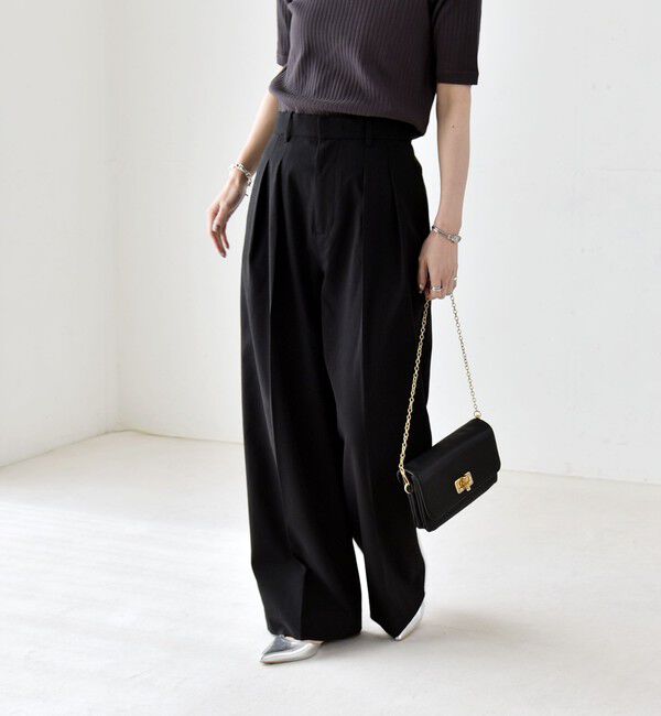 quaranciel「《予約》quaranciel:〈洗濯機可能〉CALCULO(R)使用 イージー タック ワイド パンツ」|その他|