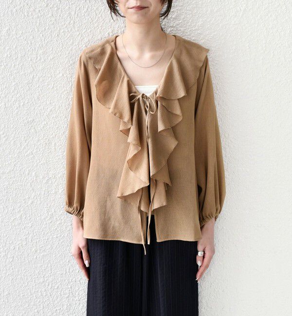 SHIPS Colors 「SHIPS Colors:〈手洗い可能〉メッシュ 羽織り ラッフル シャツ」|シャツ・ブラウス|