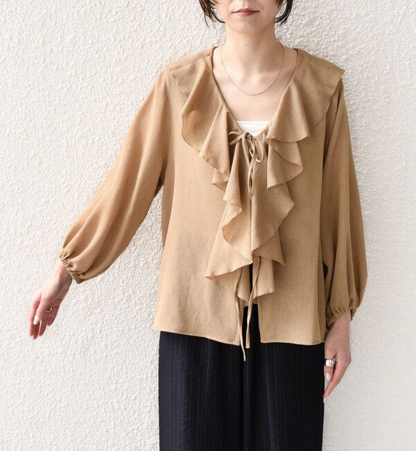 SHIPS Colors 「SHIPS Colors:〈手洗い可能〉メッシュ 羽織り ラッフル シャツ」|シャツ・ブラウス|