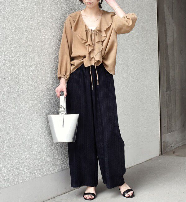 SHIPS Colors 「SHIPS Colors:〈手洗い可能〉メッシュ 羽織り ラッフル シャツ」|シャツ・ブラウス|