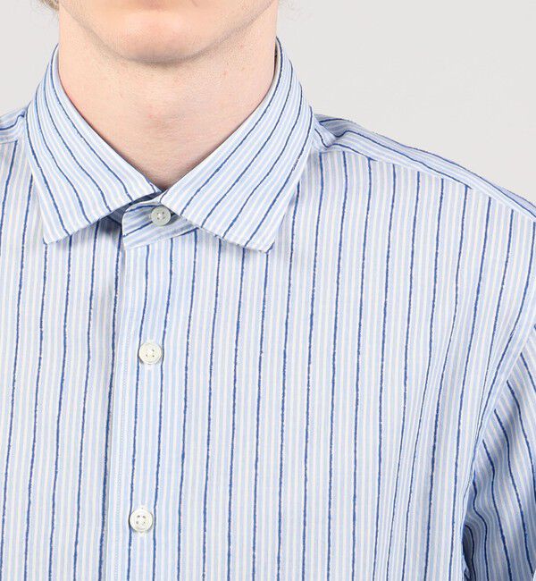 TOMORROWLAND MENS「120/2コットン ストライプ ワイドスプレッドカラーシャツ」|シャツ・ブラウス|