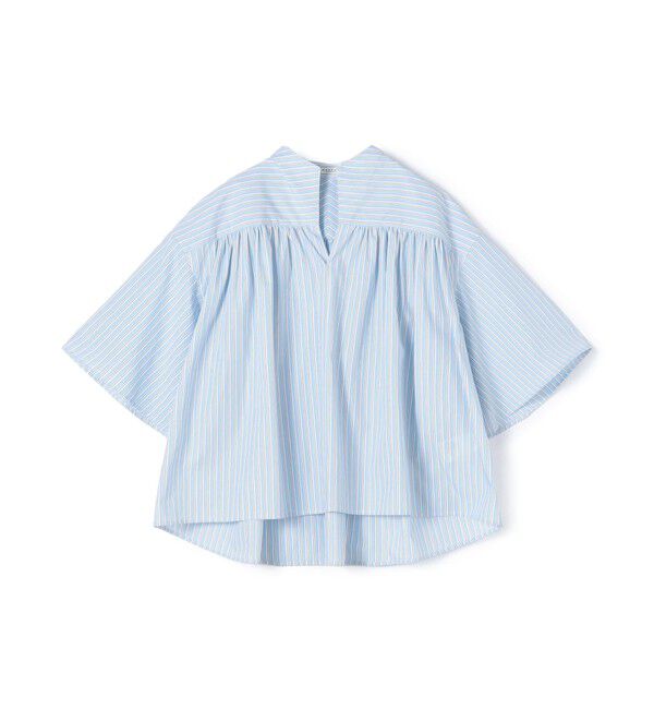 MACPHEE「コットンブロード ギャザーブラウス」|シャツ・ブラウス|64 ブルー系