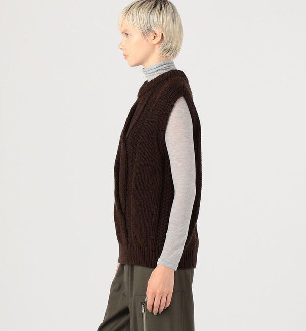 GALERIE VIE「ビッグケーブル クルーネックベスト」|ベスト・ジレ|