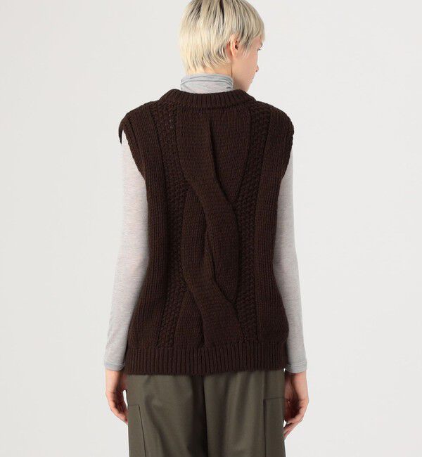 GALERIE VIE「ビッグケーブル クルーネックベスト」|ベスト・ジレ|