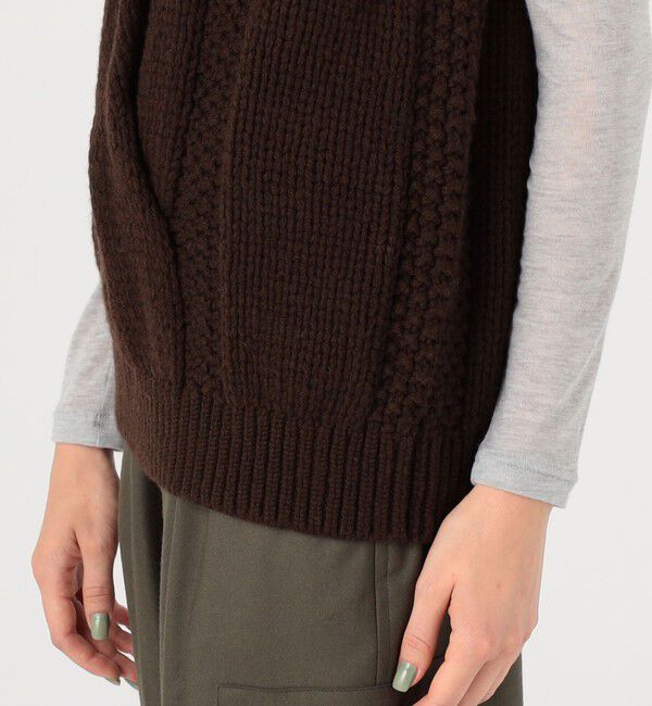 GALERIE VIE「ビッグケーブル クルーネックベスト」|ベスト・ジレ|