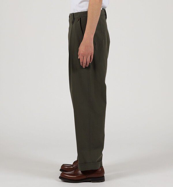 TOMORROWLAND MENS「コットン グラスツイル 1プリーツ ワイドパンツ」|チノ|