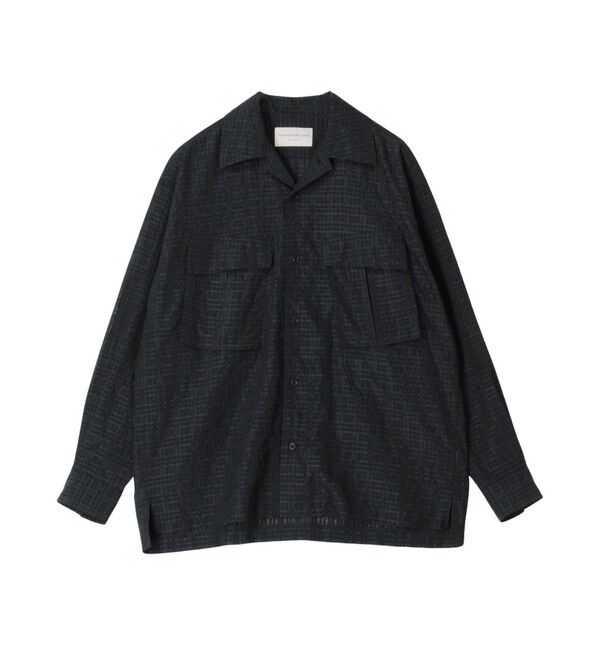 TOMORROWLAND MENS「ポリエステル キュプラ ナイロン チェック ダブルポケットシャツ」|シャツ・ブラウス|68 ネイビー系