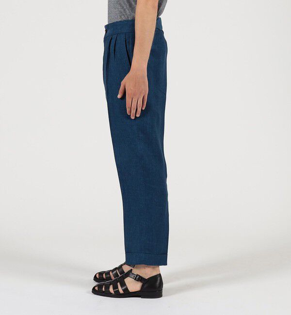 TOMORROWLAND MENS「リネン バックベルト ペグトップスラックス SOLBIATI」|スラックス|