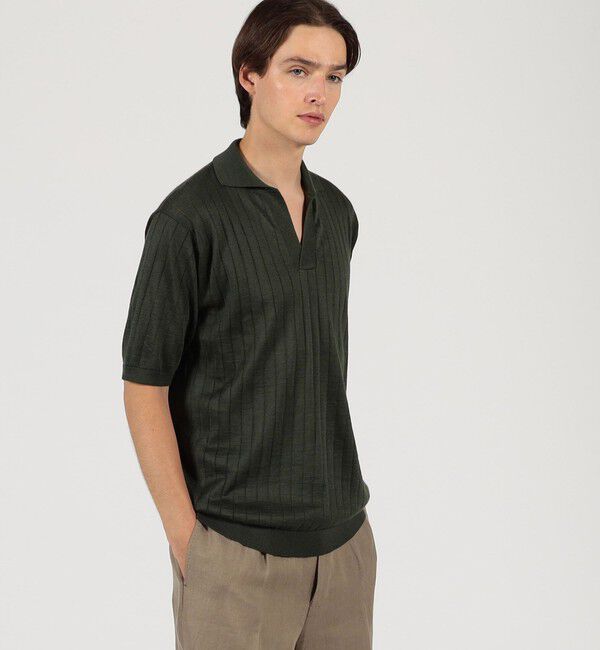 TOMORROWLAND MENS「ラミー ハーフスリーブ プルオーバーニット」|ニット・セーター|