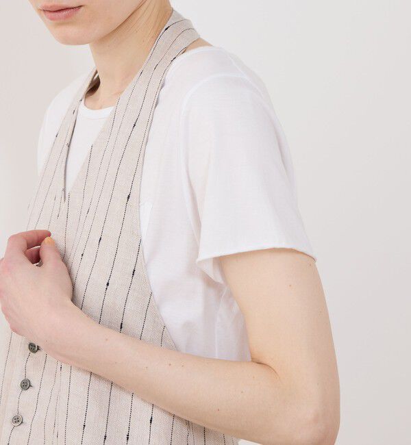 GALERIE VIE「リネンシルクノットストライプ ネックバンドベスト」|ベスト・ジレ|