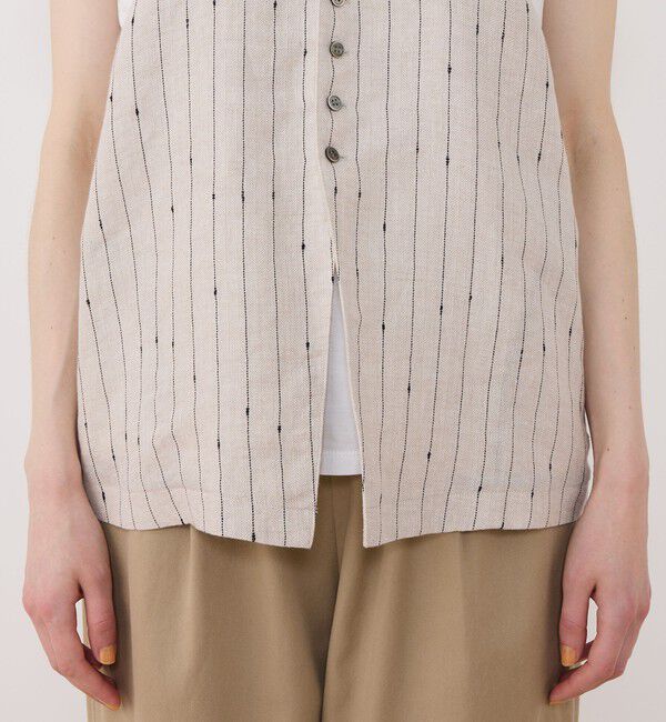 GALERIE VIE「リネンシルクノットストライプ ネックバンドベスト」|ベスト・ジレ|