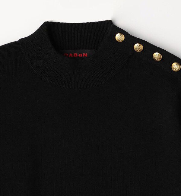 CABaN「コットンカシミヤ モックネックゴールドボタンプルオーバー」|ニット・セーター|