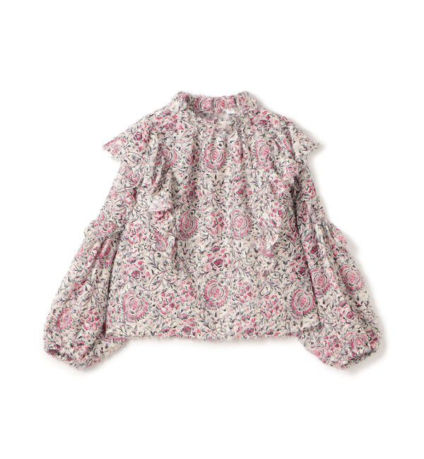 SOULEIADO「ラメカットジャカード フリルブラウス」|シャツ・ブラウス|32 ピンク系