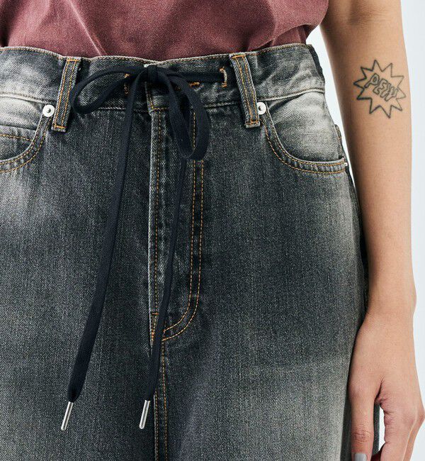 Edition「ブラックデニム ドローコードパンツ」|デニム|