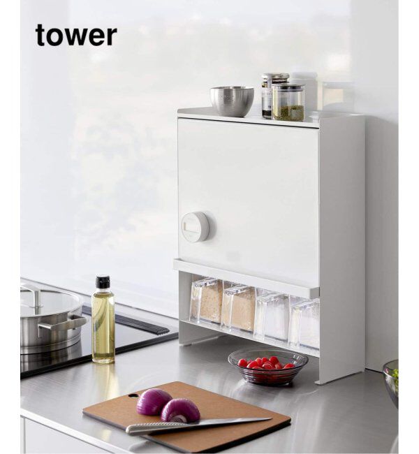 journal standard Furniture「《WEB限定》【tower/タワー】前が開く 隠せる調味料ラック」|食器・キッチングッズ|ホワイト