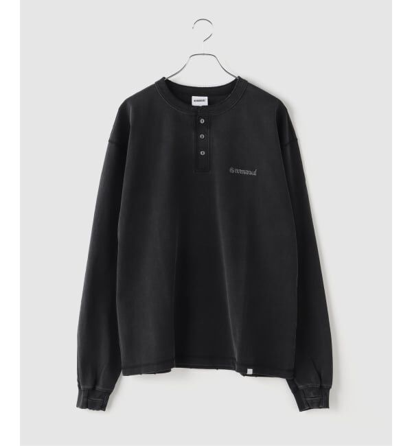 JOINT WORKS「NOMANUAL/ノーマニュアル DAMAGED HENLEY NECK SHIRT」|Tシャツ・カットソー|ブラック