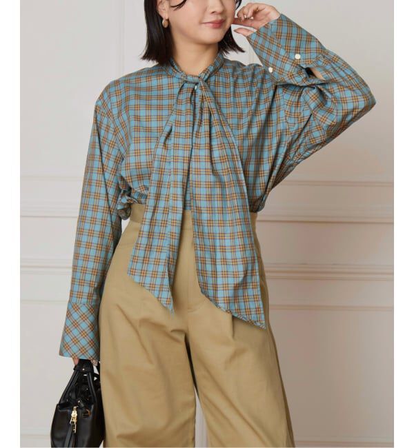 IENA LA BOUCLE「IENA LA BOUCLE コットンフロンタブルボウタイブラウス」|シャツ・ブラウス|