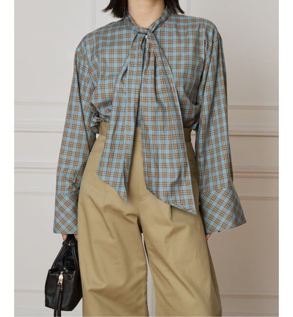 IENA LA BOUCLE「IENA LA BOUCLE コットンフロンタブルボウタイブラウス」|シャツ・ブラウス|