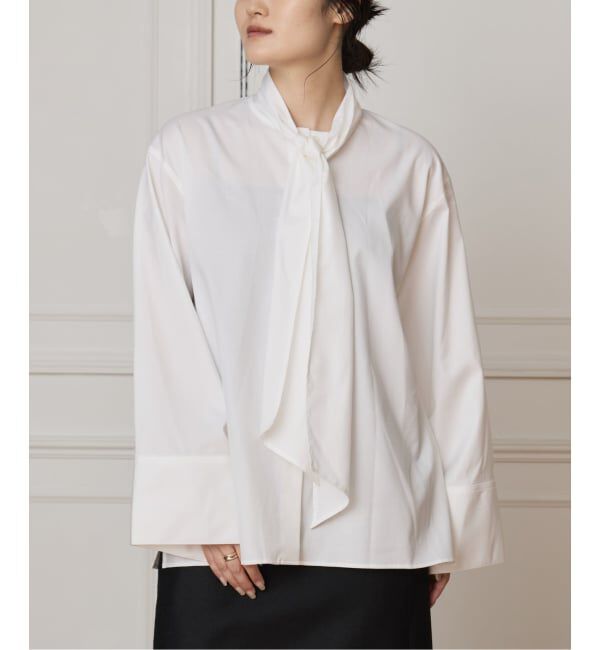 IENA LA BOUCLE「IENA LA BOUCLE コットンフロンタブルボウタイブラウス」|シャツ・ブラウス|