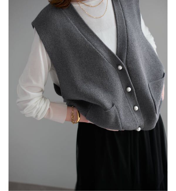 SLOBE IENA「《追加》パールニットベスト」|ベスト・ジレ|