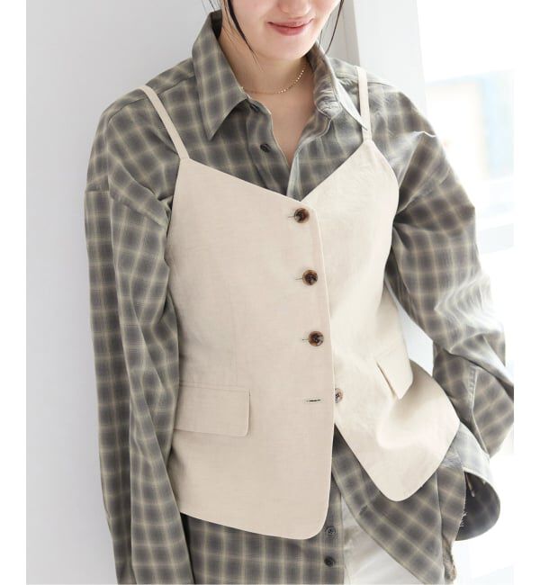 IENA「《セットアップ対応/予約》ウォッシャブル リネン混シェイプジレ」|その他|