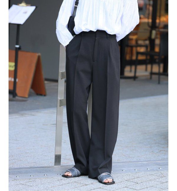 JOURNAL STANDARD「《追加2》ウールライクストレッチスラックスパンツ」|スラックス|ブラック