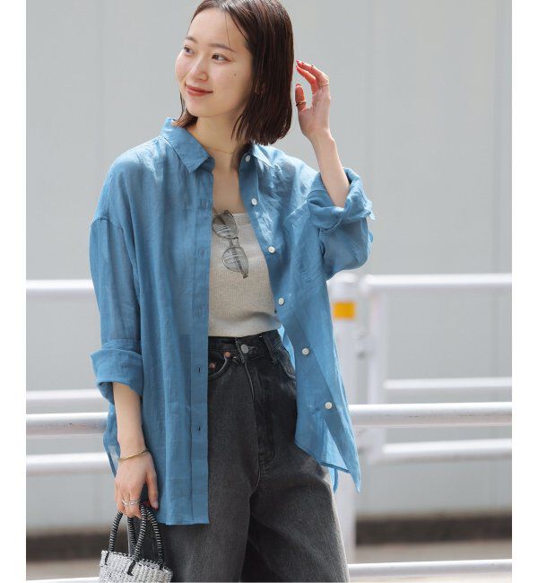 JOURNAL STANDARD relume「《追加2》手洗い可 / ラミーオーバーサイズシャツ」|シャツ・ブラウス|ブルー B