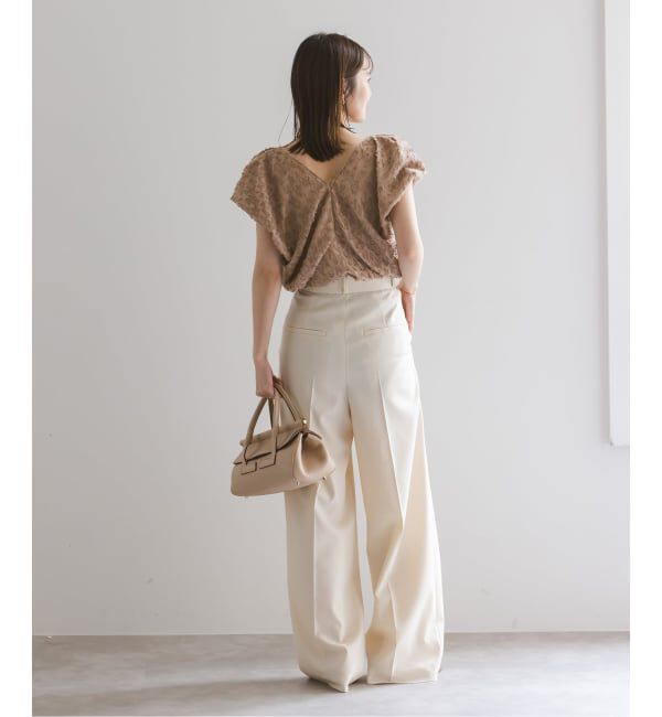 NOBLE「【洗える】レオパードジャガードデコルテVブラウス」|シャツ・ブラウス|