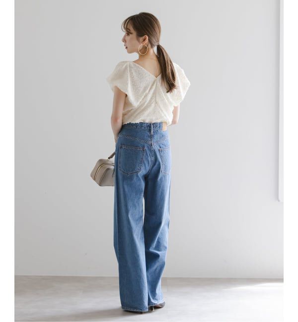 NOBLE「【洗える】レオパードジャガードデコルテVブラウス」|シャツ・ブラウス|