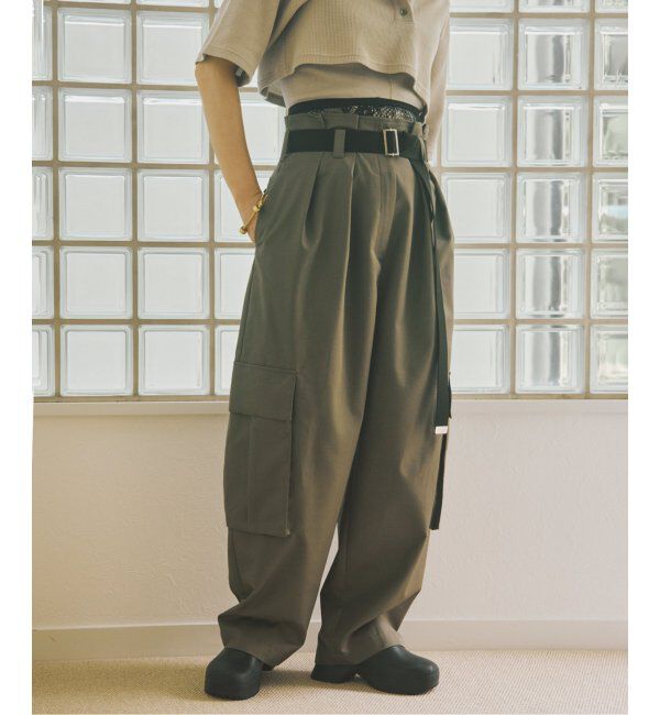 FRAMeWORK「oll*FRAMeWORK ハイウエストカーゴパンツ」|カーゴ|カーキ