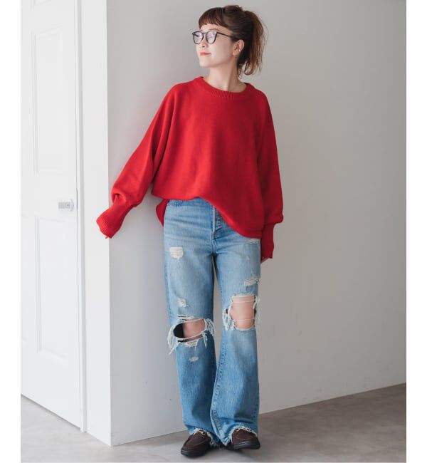 Spick and Span「《WEB限定 / 追加》 バルキーヤーンドルマンロングリブニット」|ニット・セーター|