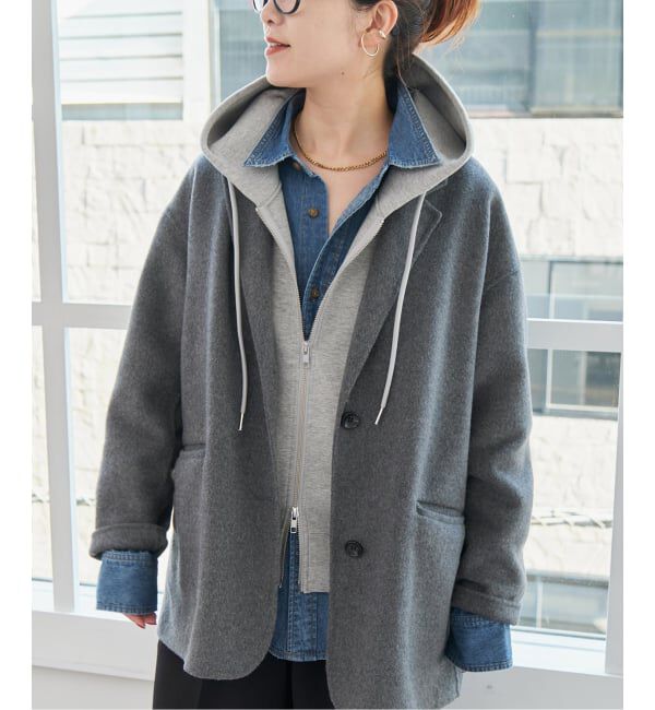 Spick and Span「《追加4》ストレッチジップフードパーカー」|パーカー|