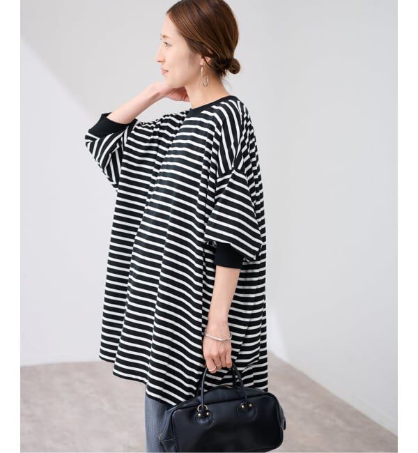 FRAMeWORK「≪追加≫ONIT/オニット 別注OVERSIZE BORDER LS」|Tシャツ・カットソー|ブラック