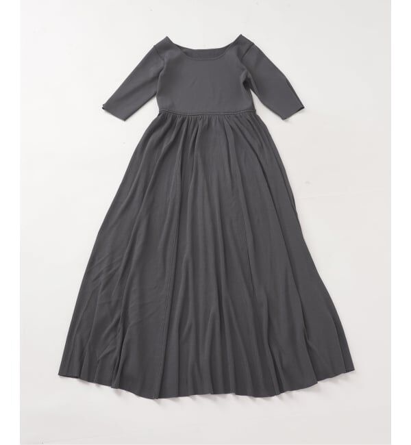 NOBLE「《予約》デコルテネックフィット&フレアニットワンピース」|ワンピース|